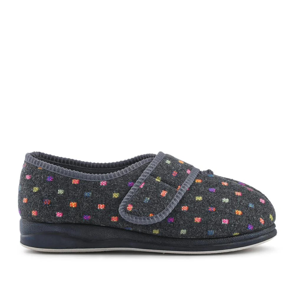 EasyFit Extra-Wide Touch-Fasten Slippers - ZINA / 327 936 - Dark Grey - Image 2