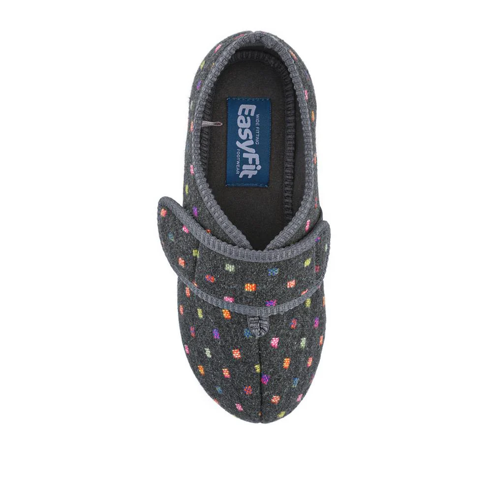 EasyFit Extra-Wide Touch-Fasten Slippers - ZINA / 327 936 - Dark Grey - Image 4
