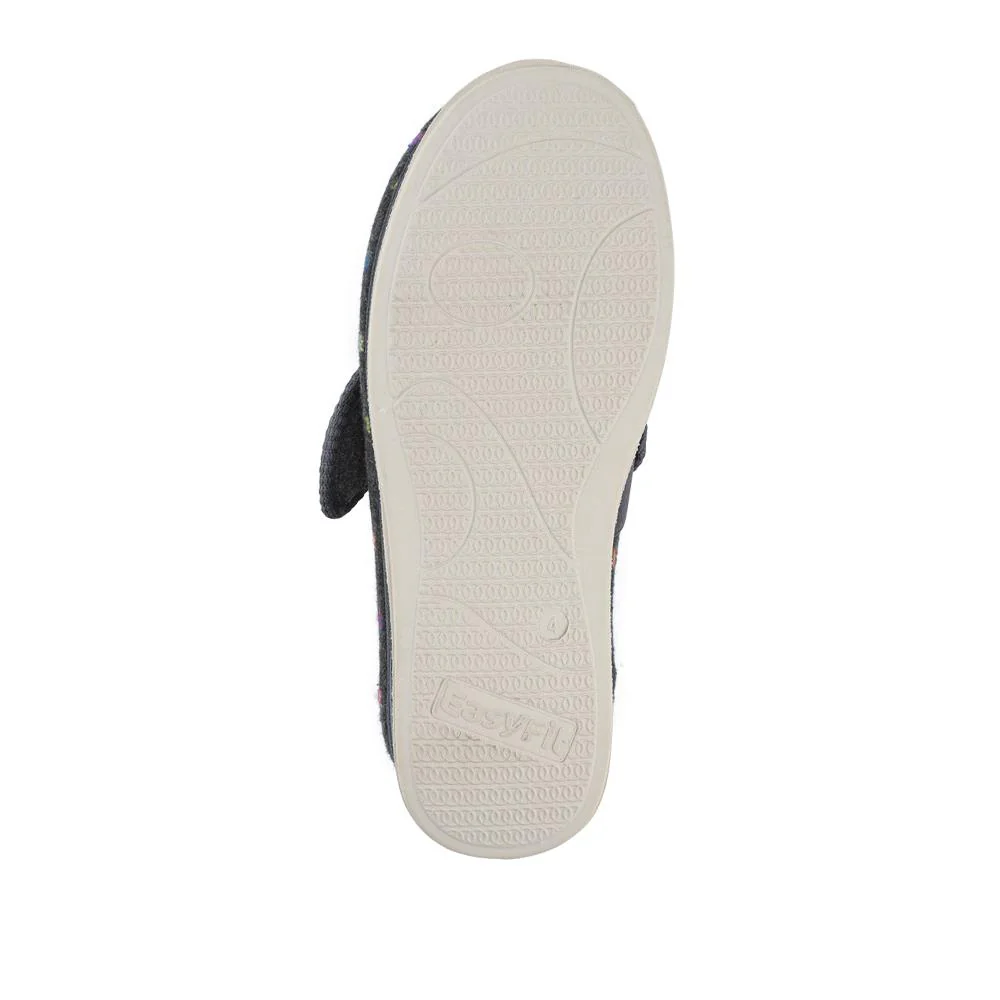 EasyFit Extra-Wide Touch-Fasten Slippers - ZINA / 327 936 - Dark Grey - Image 5