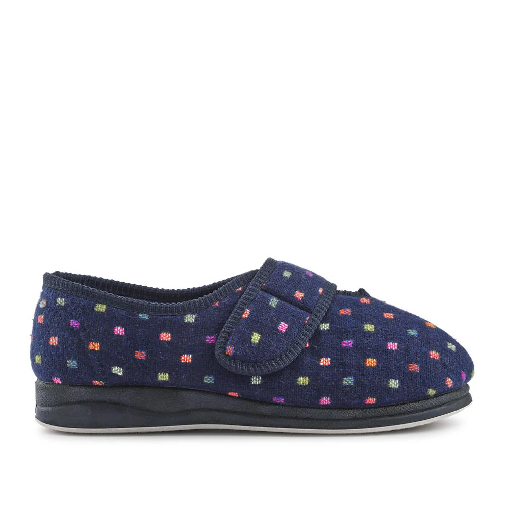 EasyFit Extra-Wide Touch-Fasten Slippers - ZINA / 327 936 - Navy - Image 2