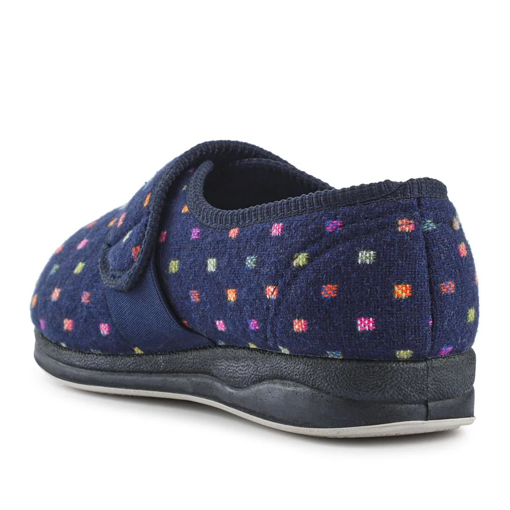 EasyFit Extra-Wide Touch-Fasten Slippers - ZINA / 327 936 - Navy - Image 3