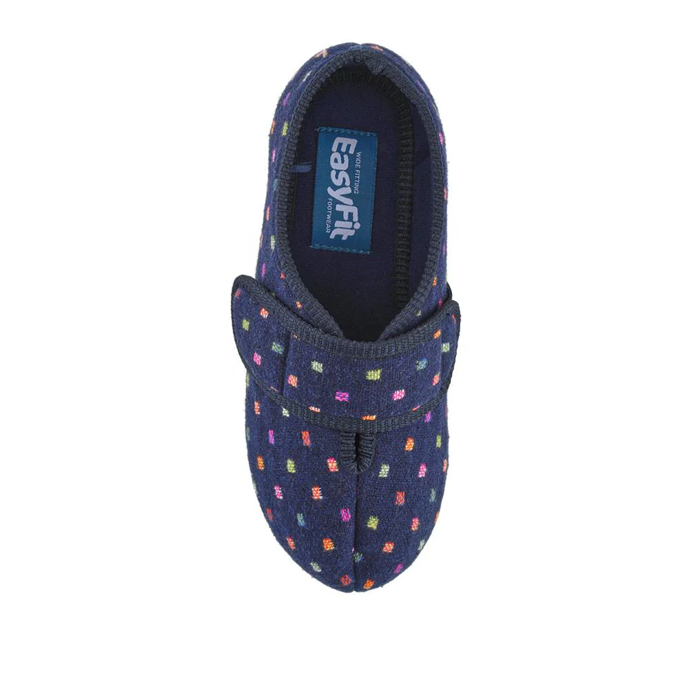EasyFit Extra-Wide Touch-Fasten Slippers - ZINA / 327 936 - Navy - Image 4