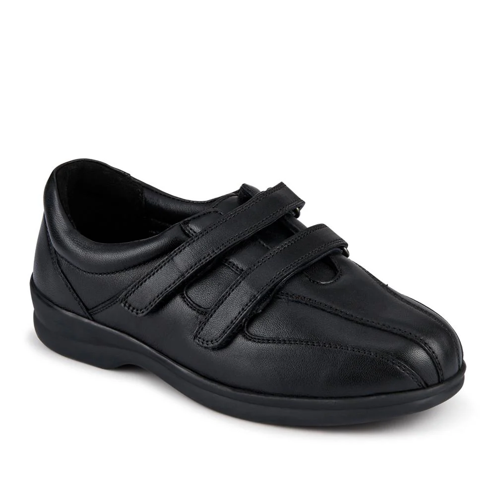 EasyFit Extra Wide Leather Touch-Fastening Shoes - HENRIETTA / 328 428 - Black