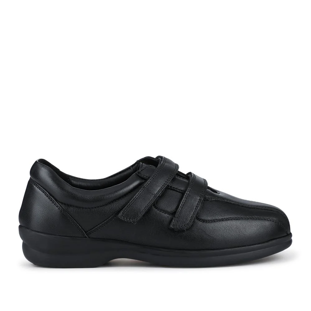 EasyFit Extra Wide Leather Touch-Fastening Shoes - HENRIETTA / 328 428 - Black - Image 2