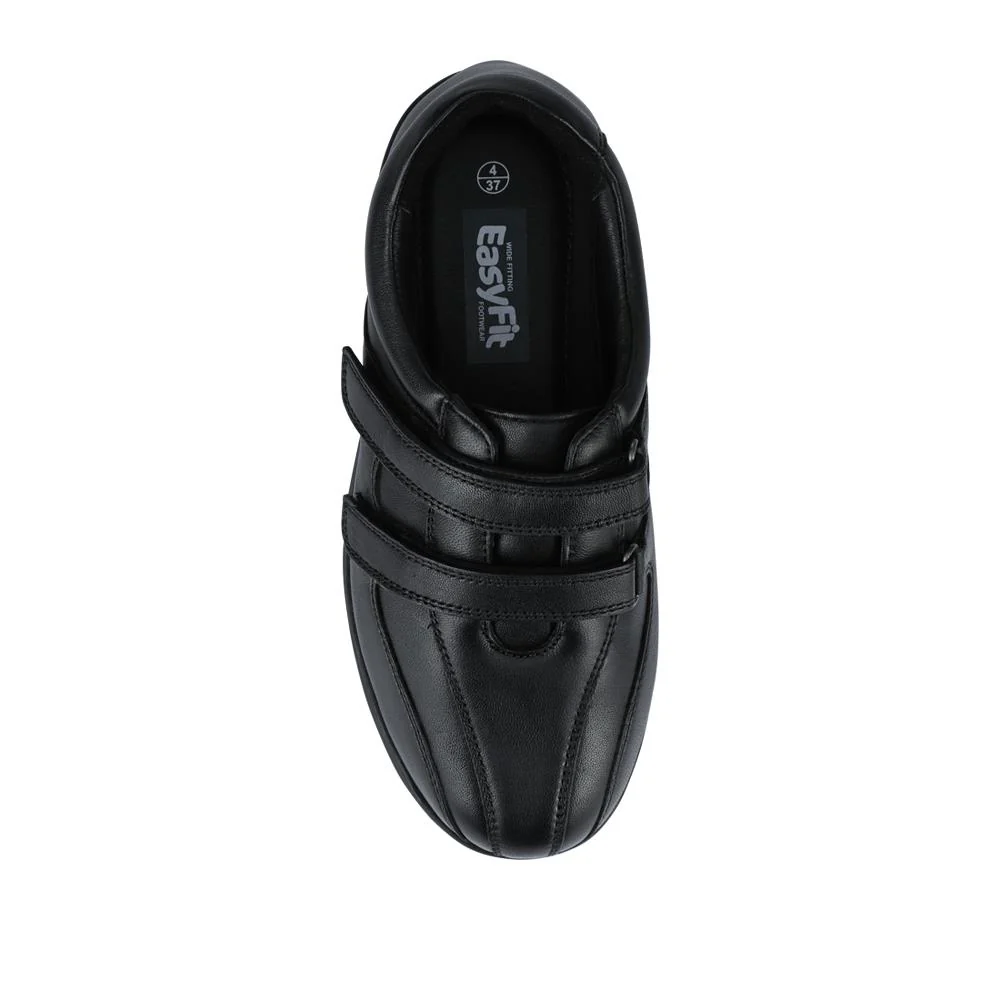 EasyFit Extra Wide Leather Touch-Fastening Shoes - HENRIETTA / 328 428 - Black - Image 4