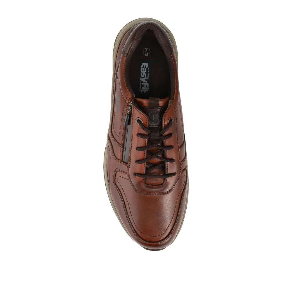 EasyFit Extra Wide Zip & Lace Casual Shoes - HARRY / 328 144 - Cognac - Image 4