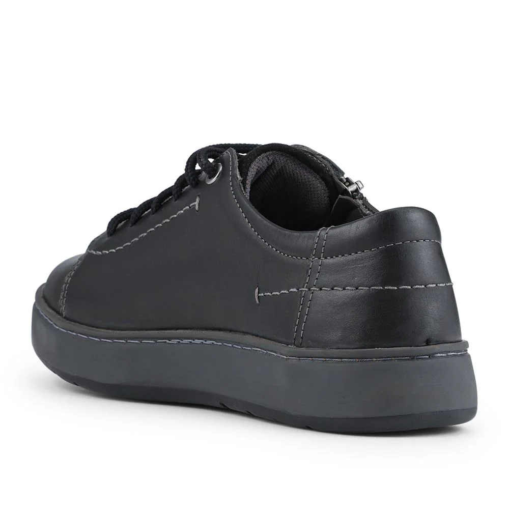 EasyFit Extra Wide Leather Zip & Lace Trainers - MICAELA / 328 113 - Black - Image 3