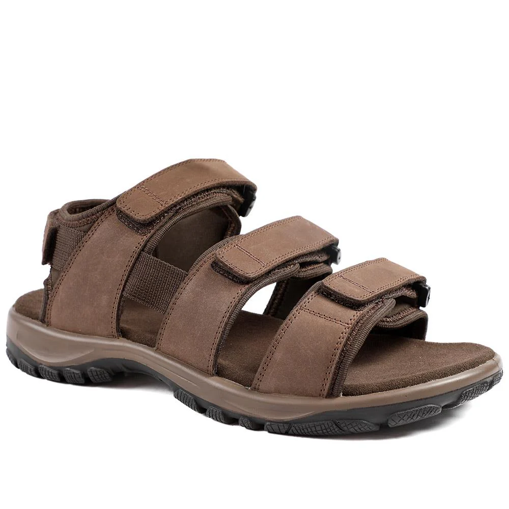 EasyFit Julius Extra Wide Leather Sandals - JULIUS / 329 048 - Dark Brown