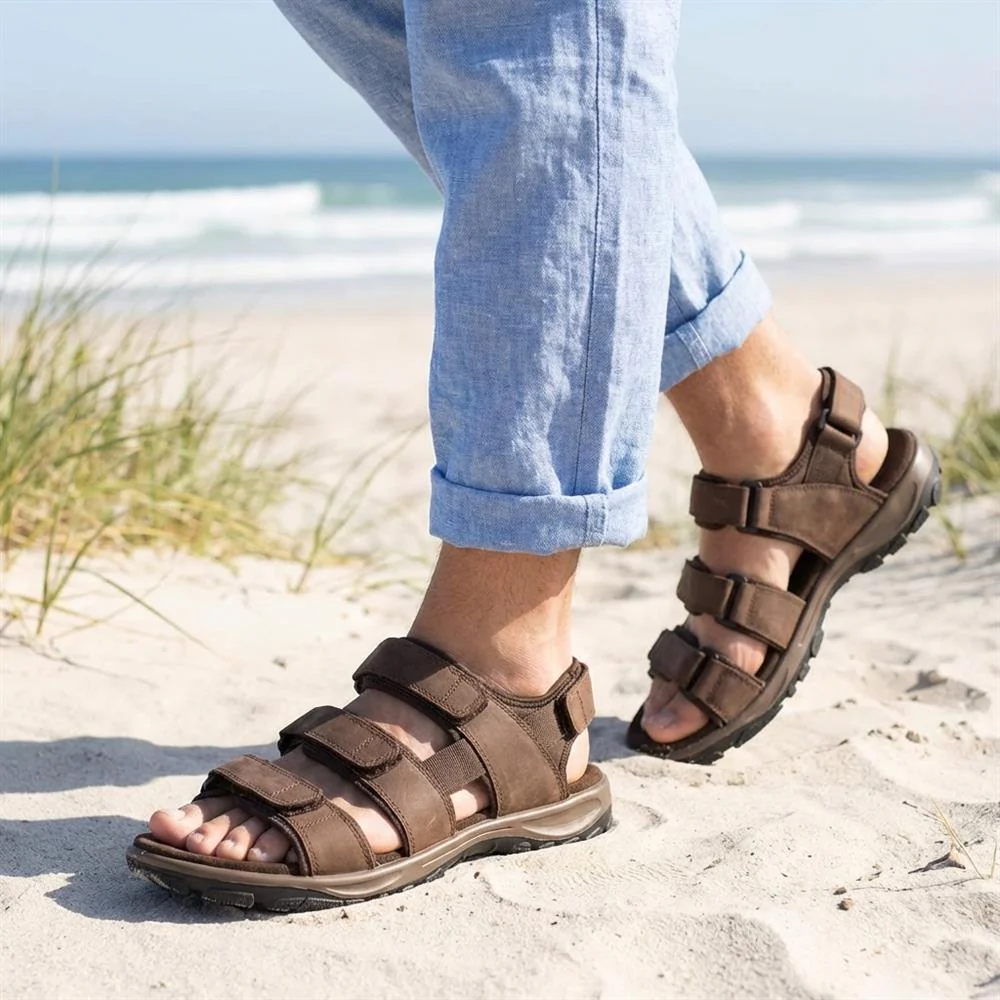 EasyFit Julius Extra Wide Leather Sandals - JULIUS / 329 048 - Dark Brown - Image 2