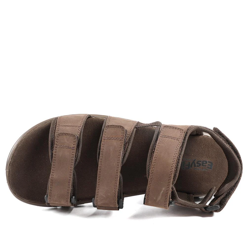 EasyFit Julius Extra Wide Leather Sandals - JULIUS / 329 048 - Dark Brown - Image 5