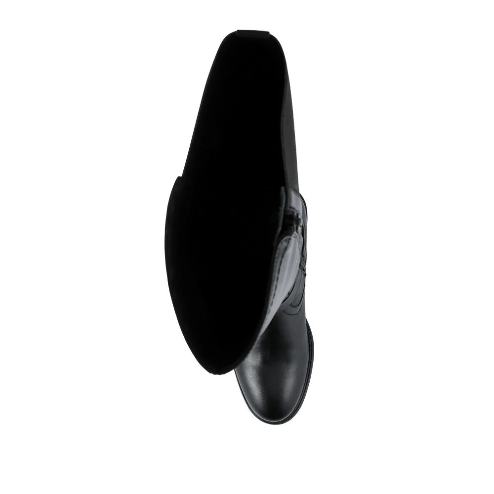 Elastic Fit Zip Up Long Boots - MAGNU42001 / 328 147 - Black - Image 5