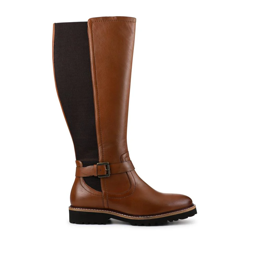 Elastic Fit Zip Up Long Boots - MAGNU42001 / 328 147 - Tan - Image 2