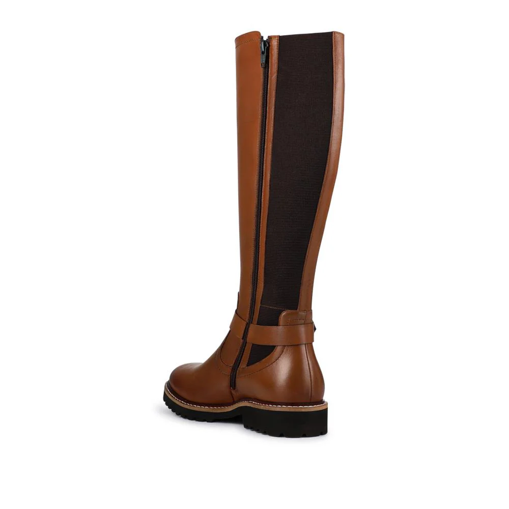 Elastic Fit Zip Up Long Boots - MAGNU42001 / 328 147 - Tan - Image 3