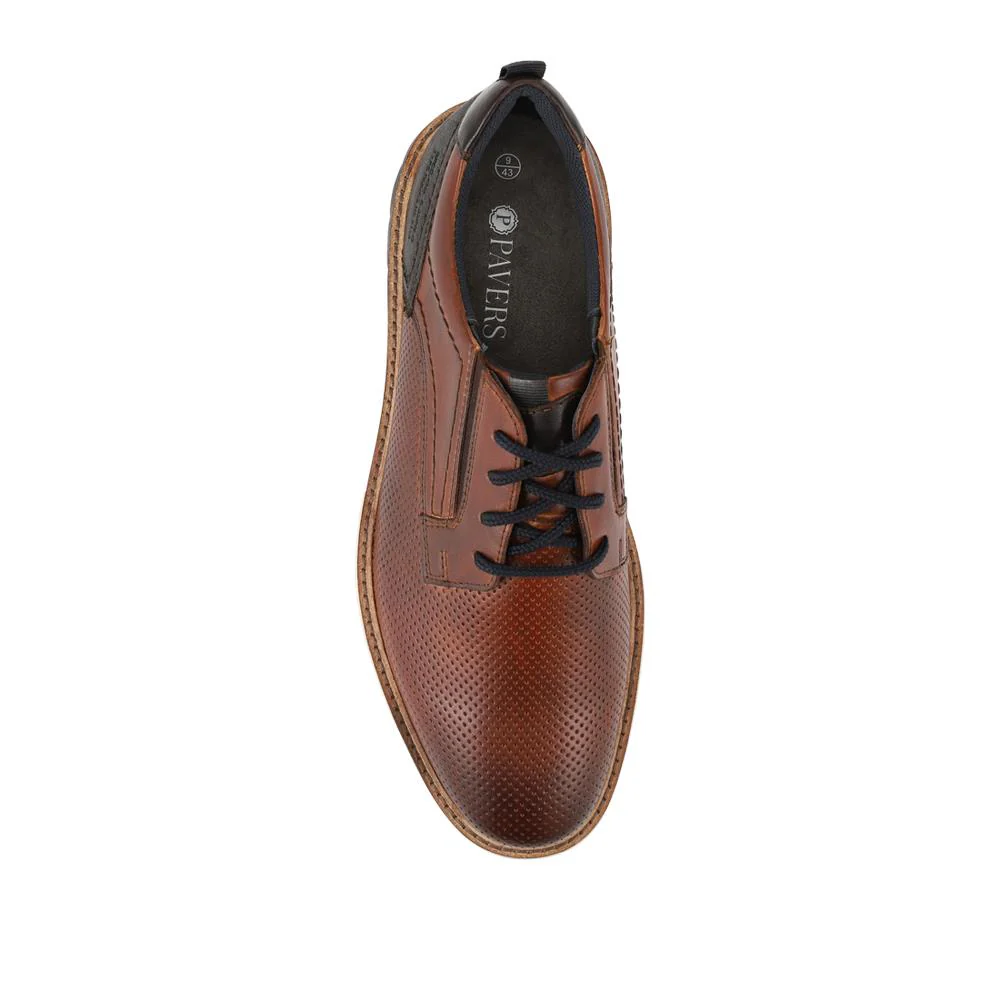 Elastic Fit Lace Up Shoes - PARK41042 / 327 262 - Cognac - Image 4