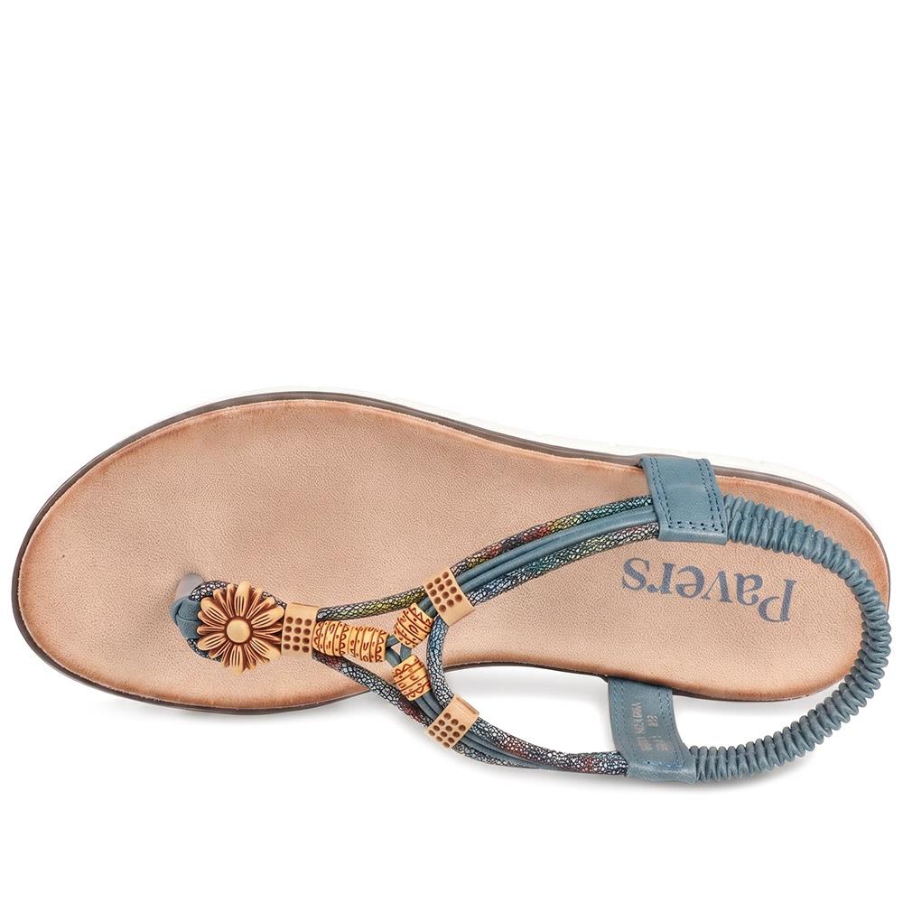 Elastic Fit Wedged Toe Post Sandals - BAIZH43034 / 328 987 - Blue - Image 4
