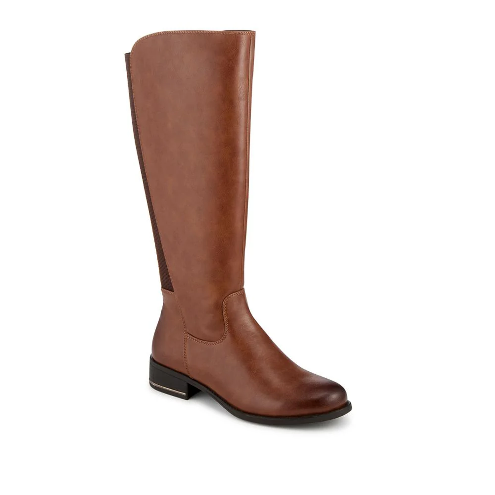 Elastic Fitting Zip Up Long Boots - WOIL42049 / 328 361 - Cognac