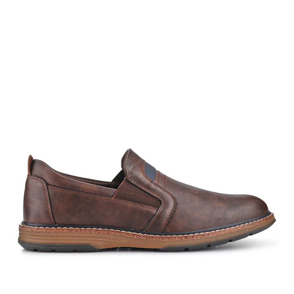 Wide Fit Elasticated Slip-On Shoes - JIAHU41001 / 327 497 - Dark Brown - Image 2
