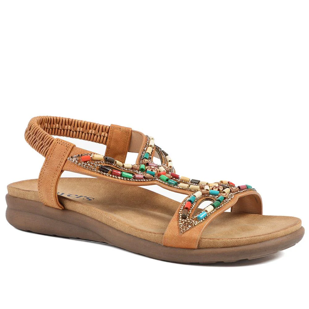 Elasticated Embellished Slingback Sandals - BAIZH43002 / 328 880 - Image 3