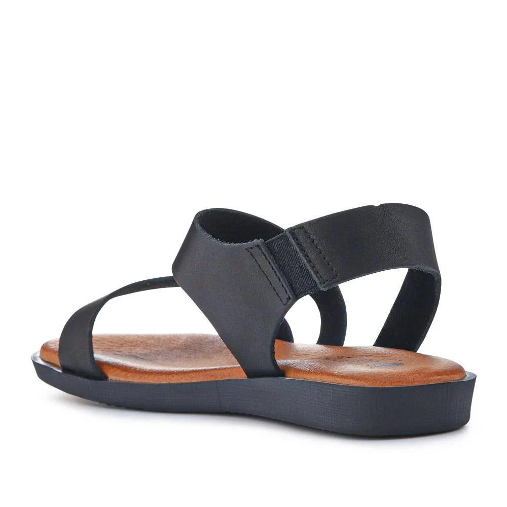 Elasticated Leather Sandals - PERSI41000 / 327 542 - Black - Image 3