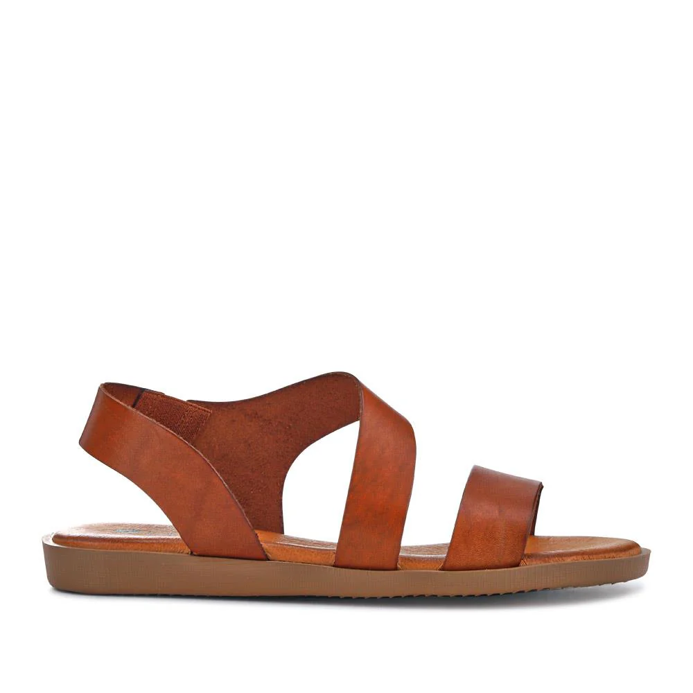 Elasticated Leather Sandals - PERSI41000 / 327 542 - Tan - Image 3