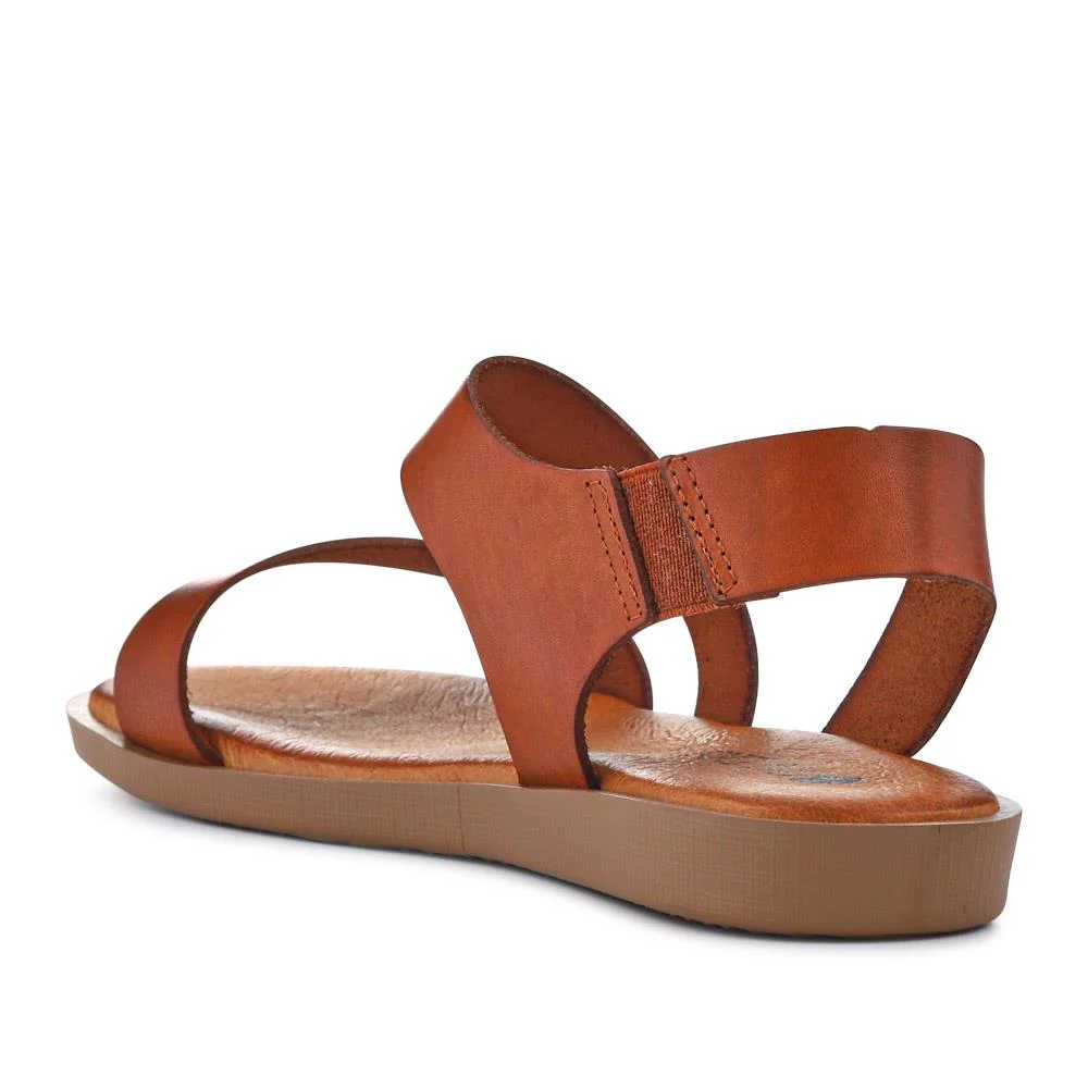 Elasticated Leather Sandals - PERSI41000 / 327 542 - Tan - Image 4
