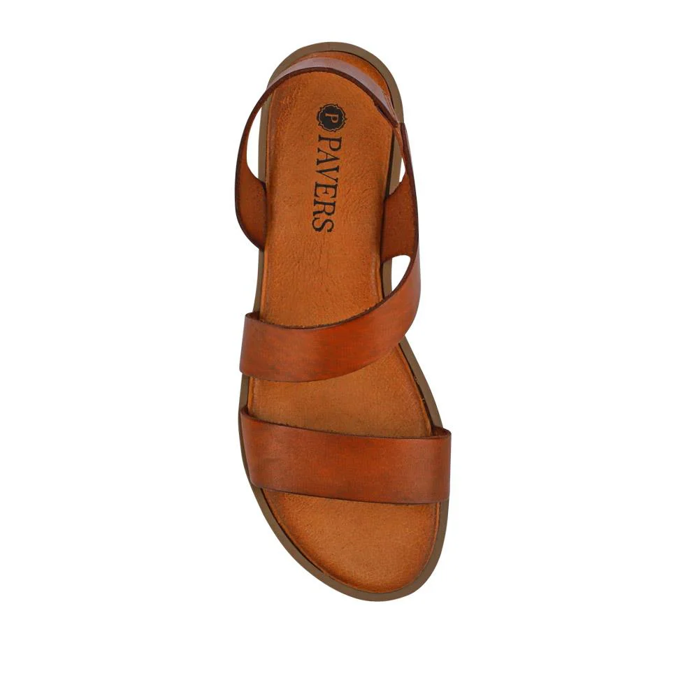 Elasticated Leather Sandals - PERSI41000 / 327 542 - Tan - Image 5