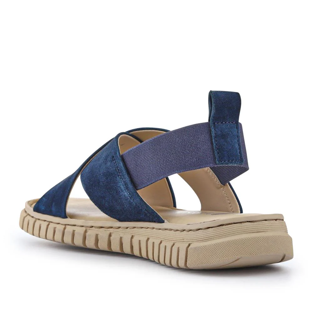 Elasticated Leather Sandals - RNB41006 / 327 239 - Navy - Image 3