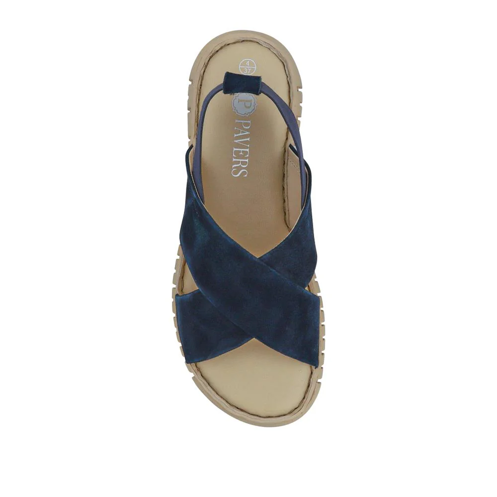 Elasticated Leather Sandals - RNB41006 / 327 239 - Navy - Image 4