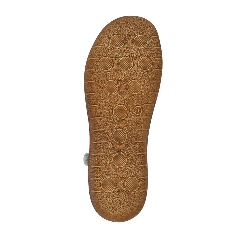 Elasticated Leather Slip-On Shoes - HAK41008 / 327 435 - Khaki - Image 5