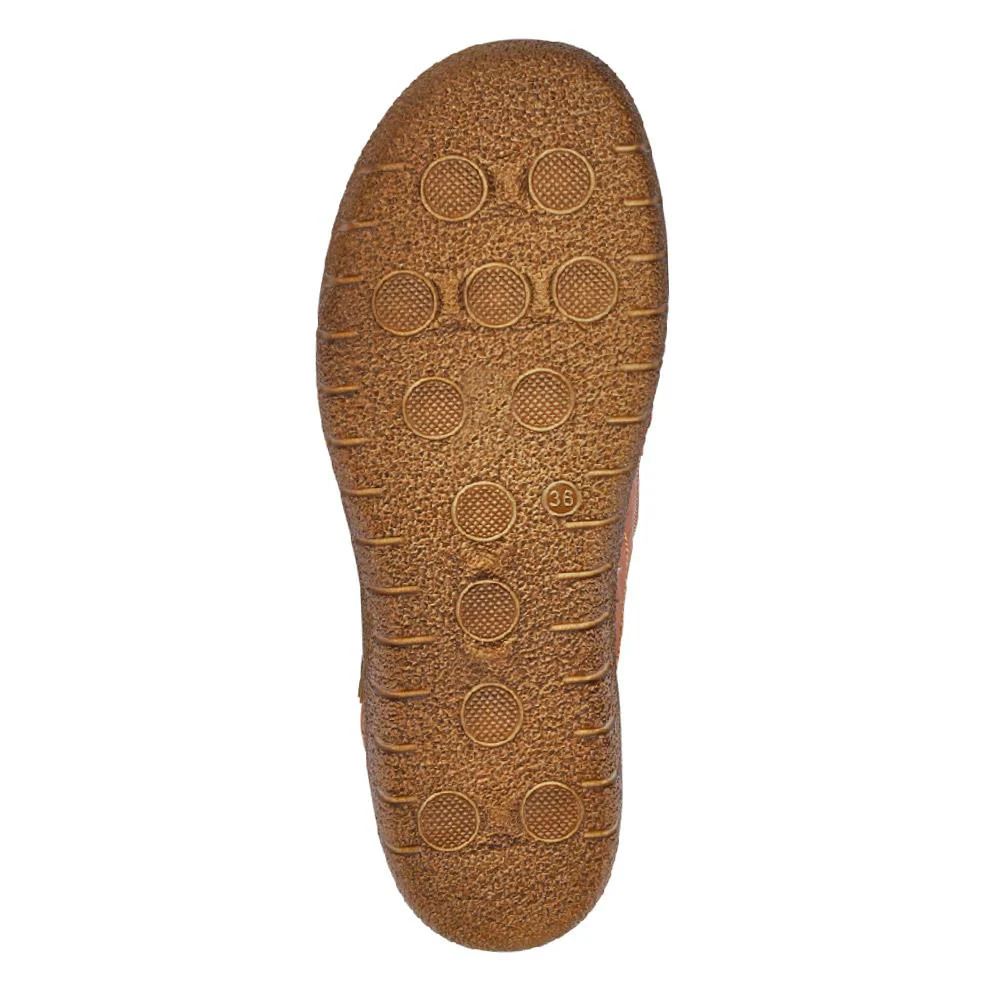 Elasticated Leather Slip-On Shoes - HAK41008 / 327 435 - Tan - Image 6
