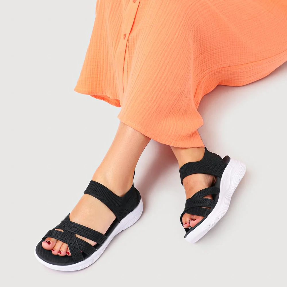 Elasticated Slip-On Sandals - XIAM41017 / 327 825 - Black - Image 5