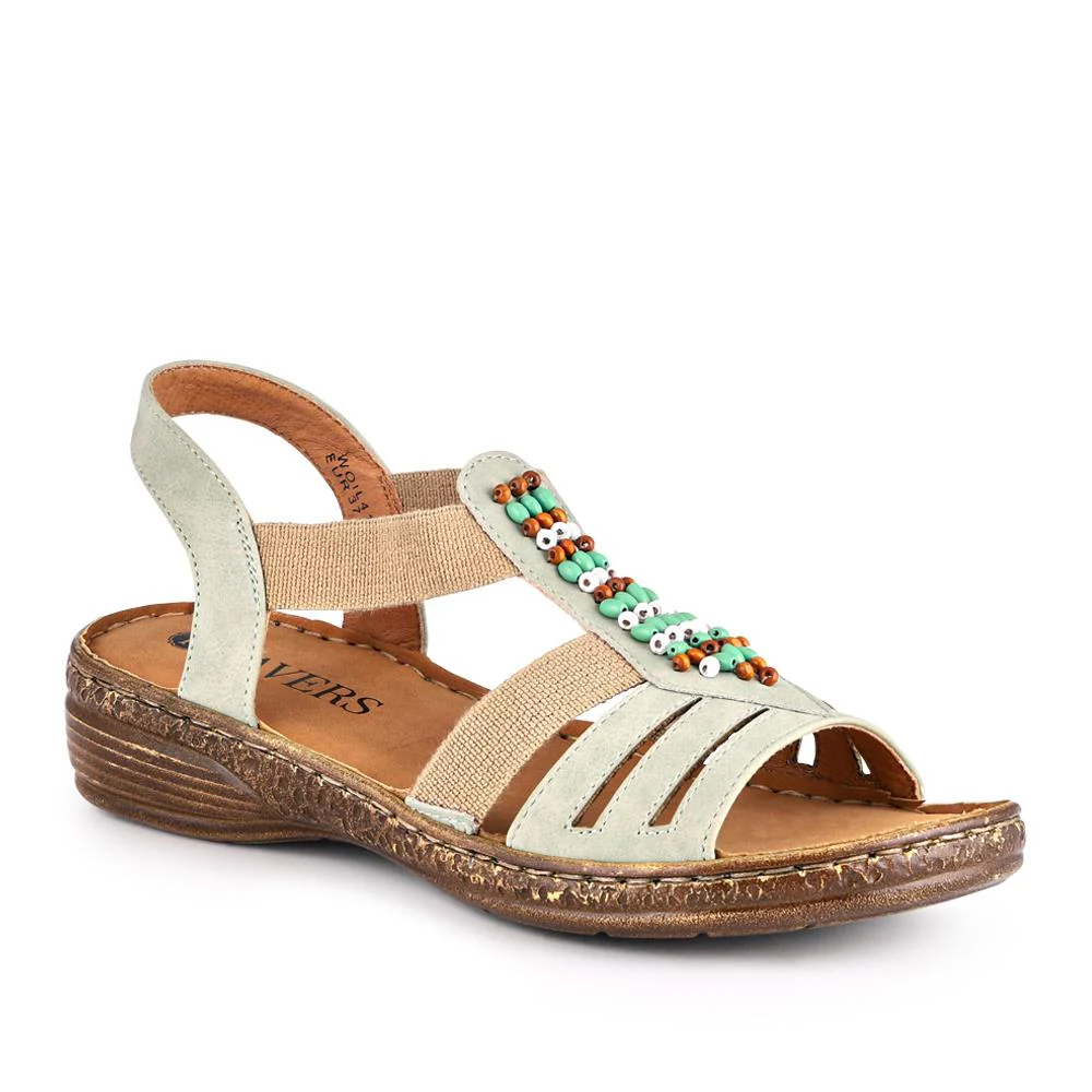 Elasticated Strappy Sandals - WOIL41056 / 327 123 - Green