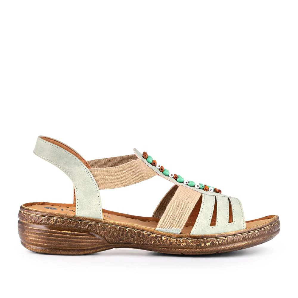 Elasticated Strappy Sandals - WOIL41056 / 327 123 - Green - Image 2