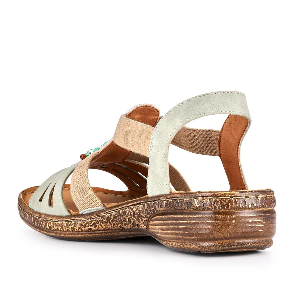 Elasticated Strappy Sandals - WOIL41056 / 327 123 - Green - Image 3