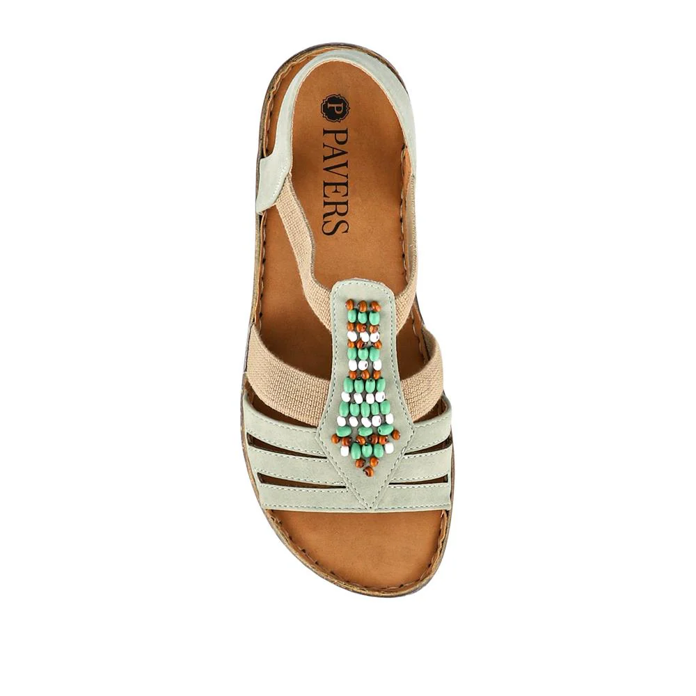 Elasticated Strappy Sandals - WOIL41056 / 327 123 - Green - Image 4