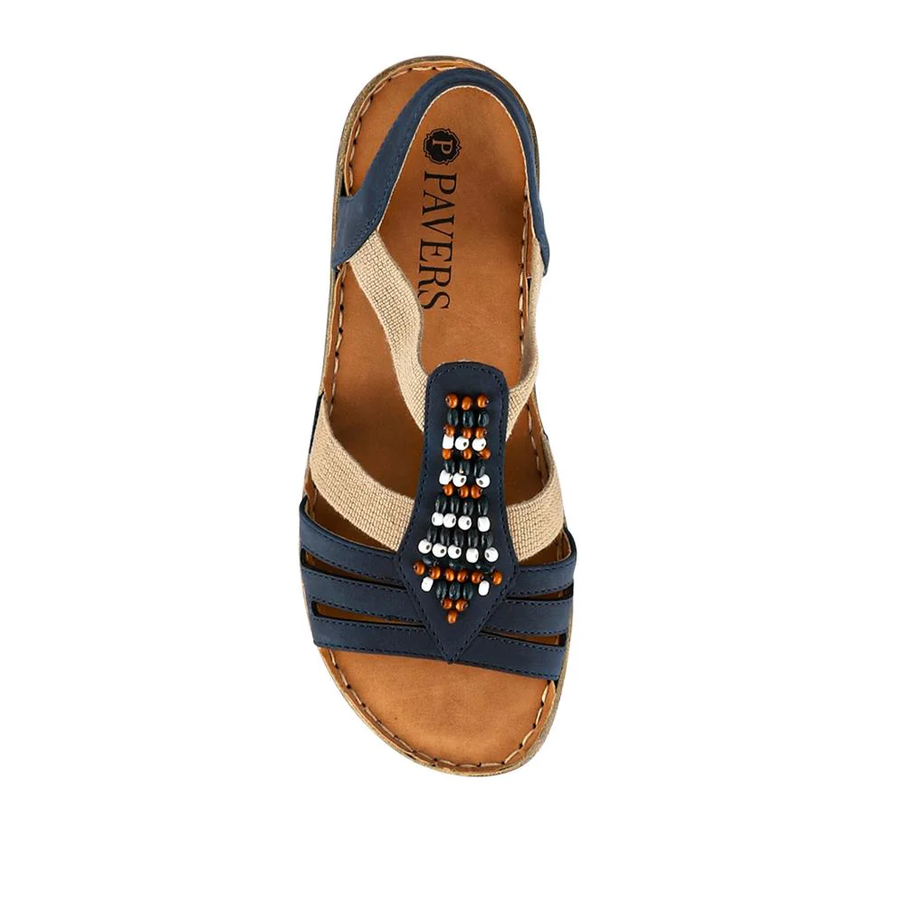Elasticated Strappy Sandals - WOIL41056 / 327 123 - Navy - Image 4