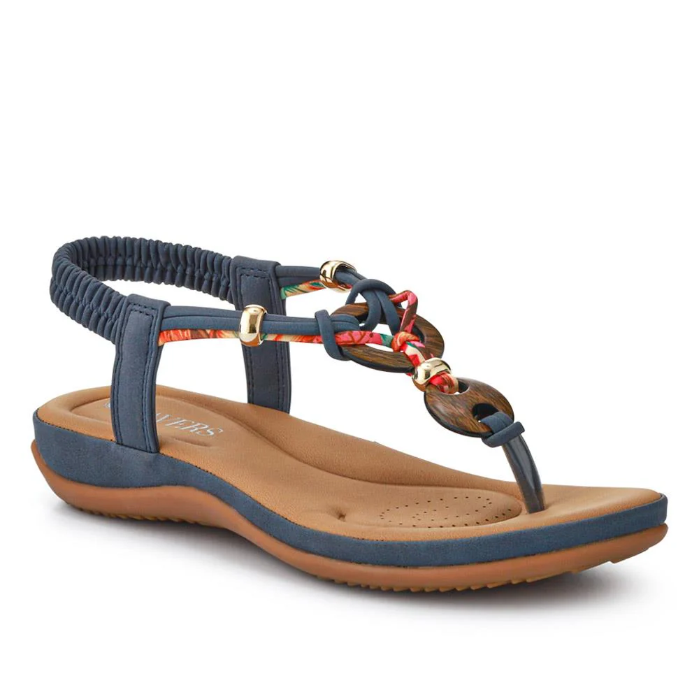 Elasticated Toe Post Sandals - BAIZH41046 / 327 216 - Denim