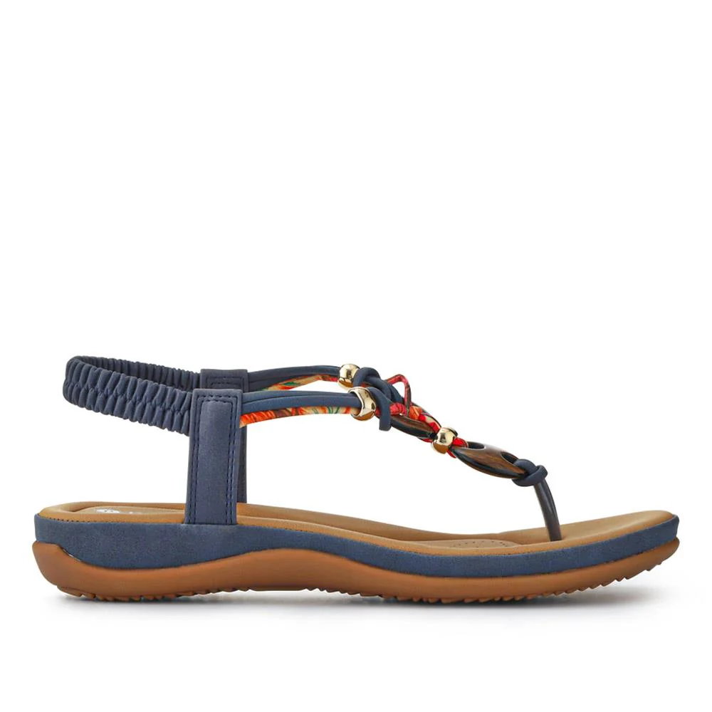 Elasticated Toe Post Sandals - BAIZH41046 / 327 216 - Denim - Image 2