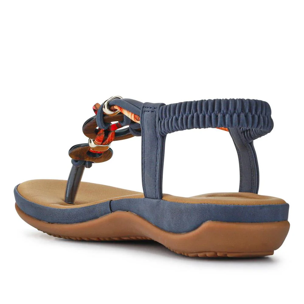 Elasticated Toe Post Sandals - BAIZH41046 / 327 216 - Denim - Image 3