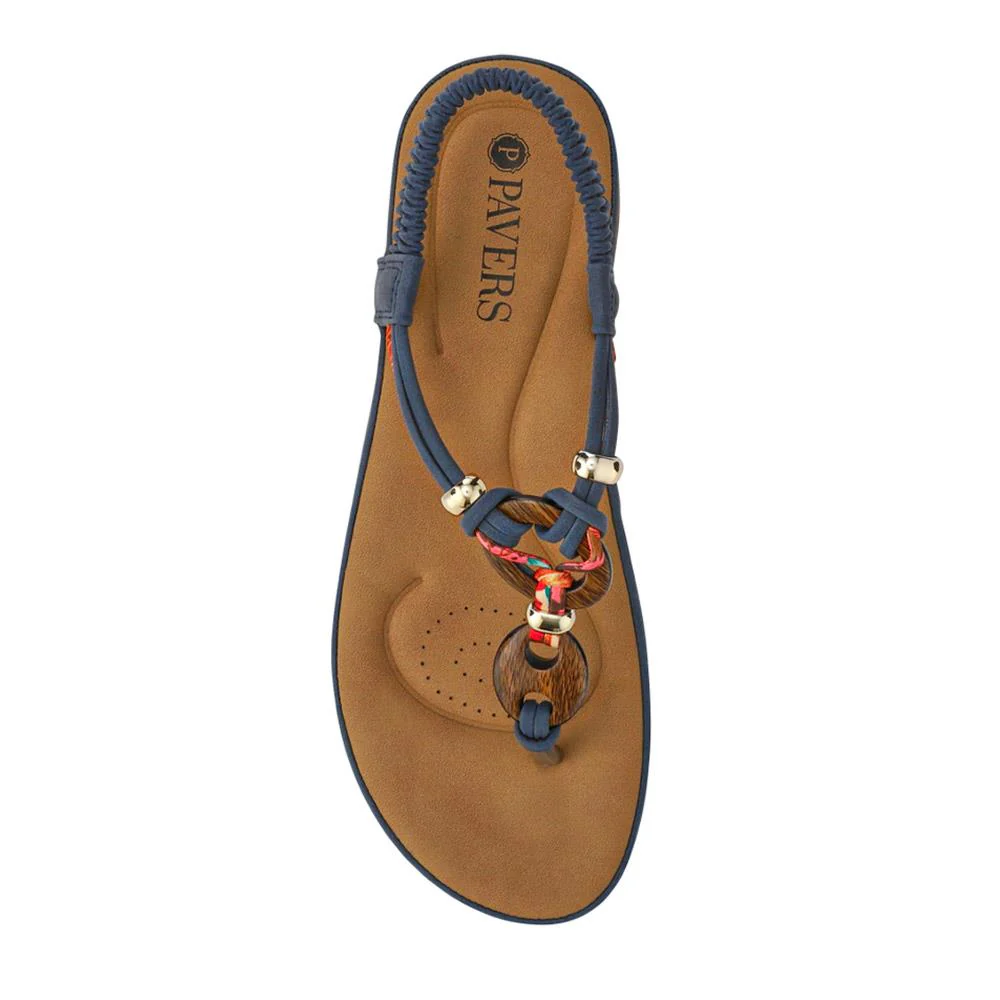 Elasticated Toe Post Sandals - BAIZH41046 / 327 216 - Denim - Image 4