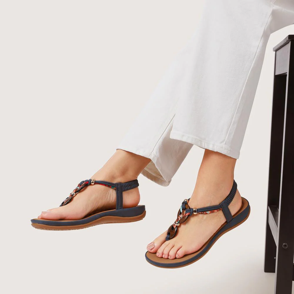 Elasticated Toe Post Sandals - BAIZH41046 / 327 216 - Denim - Image 5