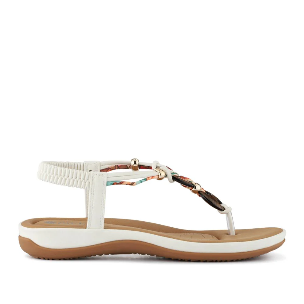 Elasticated Toe Post Sandals - BAIZH41046 / 327 216 - White - Image 2