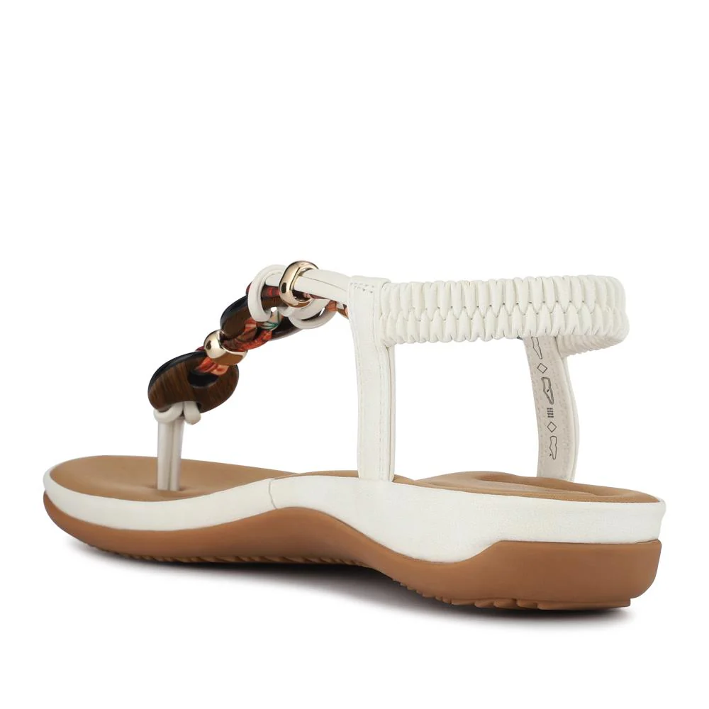 Elasticated Toe Post Sandals - BAIZH41046 / 327 216 - White - Image 3