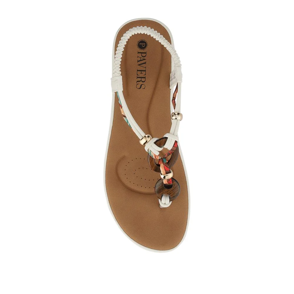 Elasticated Toe Post Sandals - BAIZH41046 / 327 216 - White - Image 5