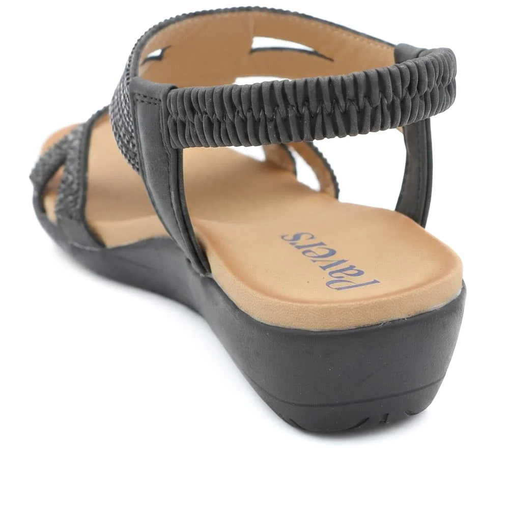 Elasticated Wedge Sandals with Cushioned Insole - BAIZH43008 / 329 250 - Black - Image 4