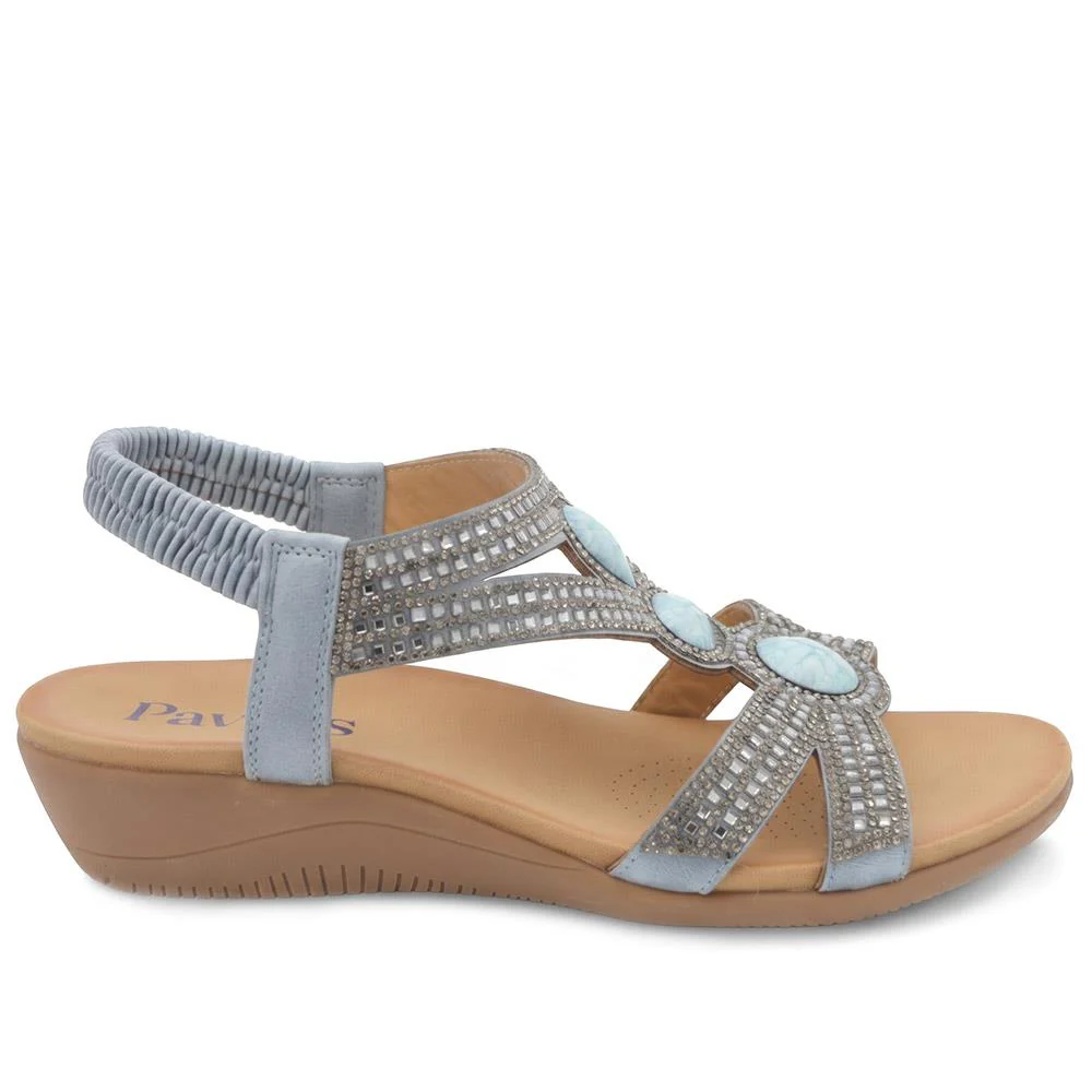 Elasticated Wedge Sandals with Cushioned Insole - BAIZH43008 / 329 250 - Blue - Image 3