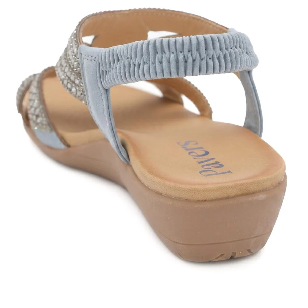 Elasticated Wedge Sandals with Cushioned Insole - BAIZH43008 / 329 250 - Blue - Image 4