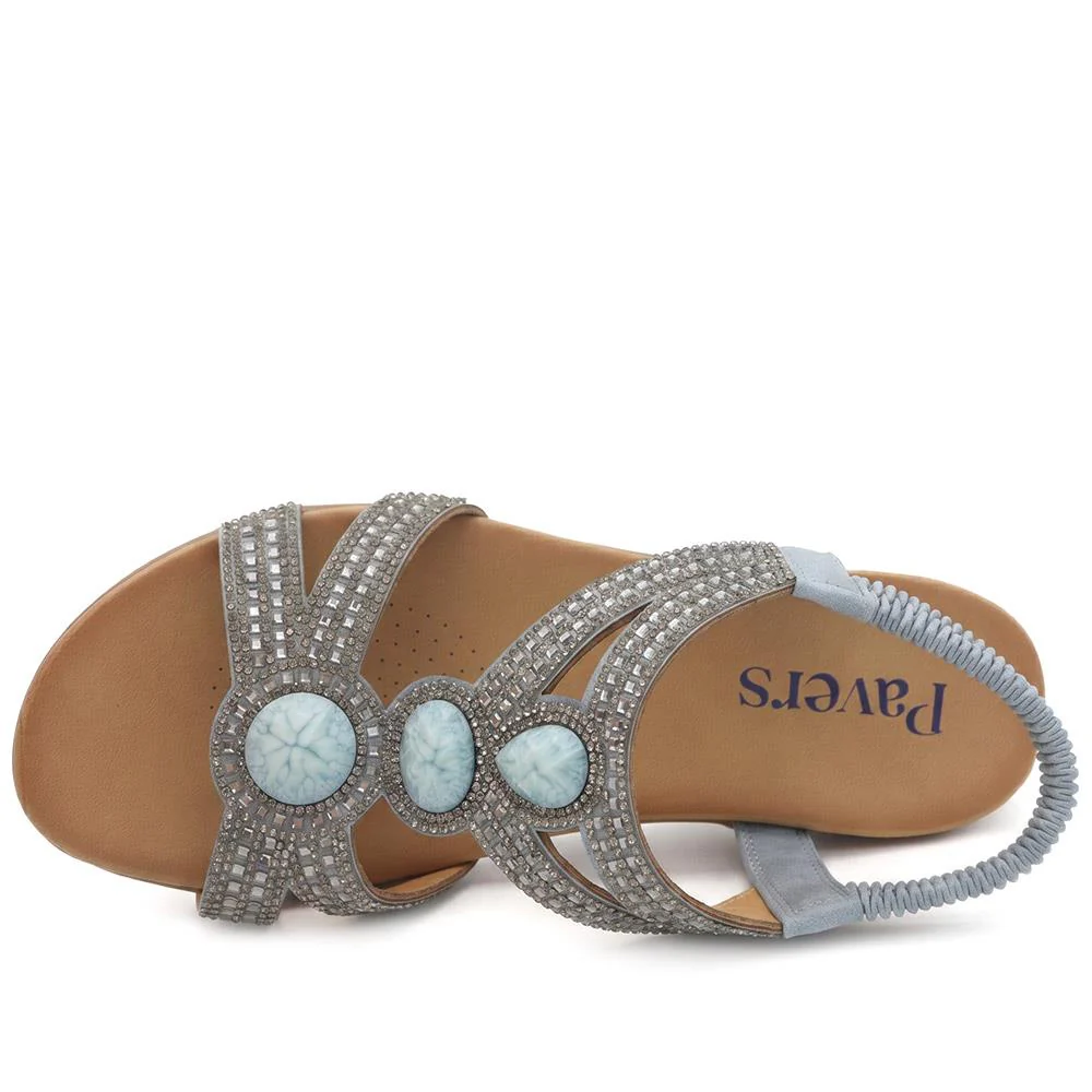 Elasticated Wedge Sandals with Cushioned Insole - BAIZH43008 / 329 250 - Blue - Image 5