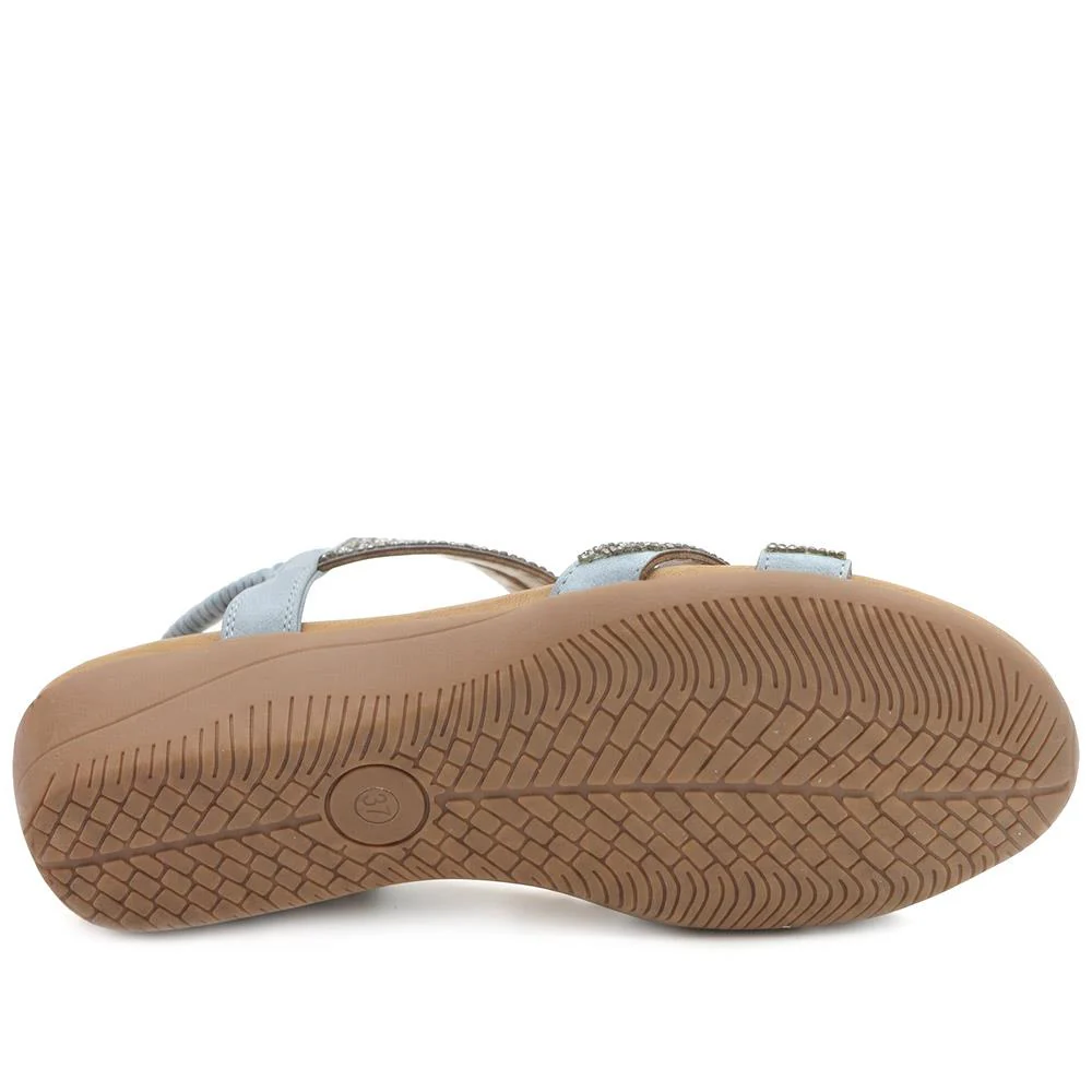 Elasticated Wedge Sandals with Cushioned Insole - BAIZH43008 / 329 250 - Blue - Image 6