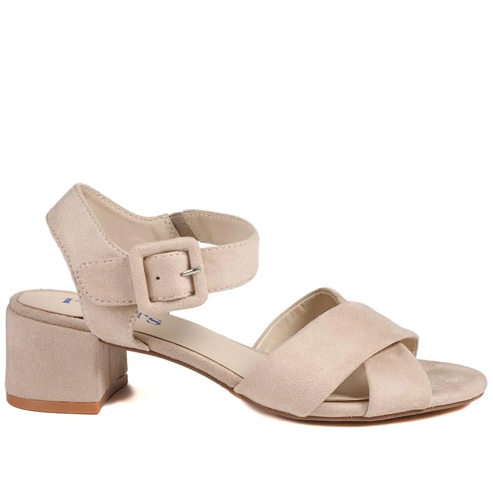 Elegant Block Heeled Sandals - WBINS41053 / 327 111 - Beige - Image 4